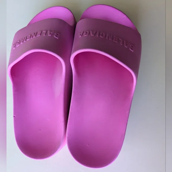 Balenciaga Pink Chunky Rubber Slides - Picture 5 of 9